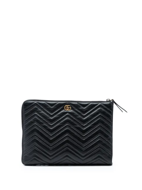 Gucci Pre-Owned 2016-2026 GG Marmont Matelasse Leather Portfolio clutch bag Black 2S83MOJ30IE3EU0C