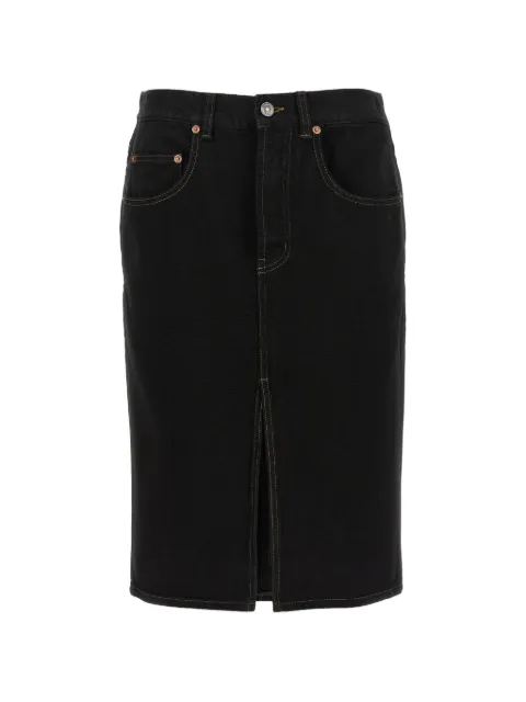 Saint Laurent baggy split-front denim pencil skirt Black 772260Y33WC