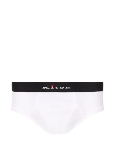 Kiton logo-waistband briefs White UNWBX15K0727H