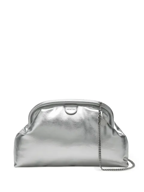 Stella McCartney Falabella metallic-effect chain-strap clutch bag Silver 7B0189WP069