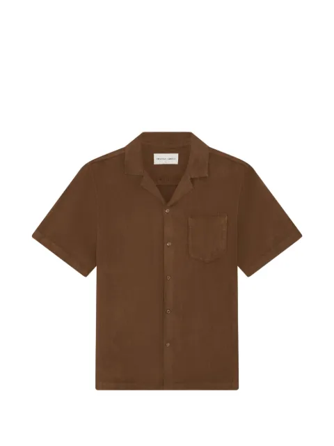 Frescobol Carioca Angelo slub-texture camp-collar shirt Brown 2533