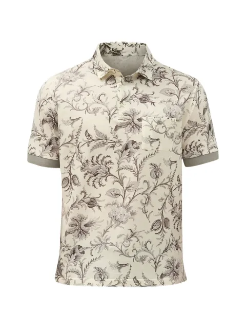 ETRO floral-print pocket polo shirt Neutrals 0021AKF94