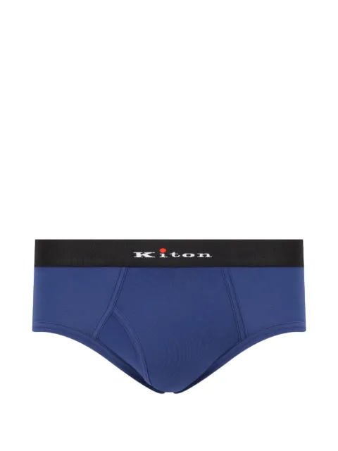 Kiton logo-waistband briefs Blue UNWBX15K0727H