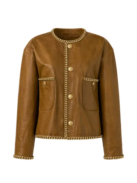 R13 chain-link leather jacket Brown R13WR613