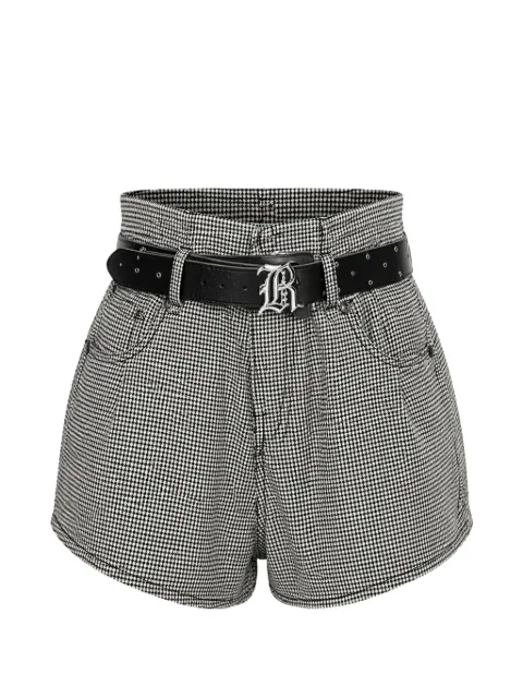 R13 houndstooth-pattern belted shorts Black R13WR643R809A