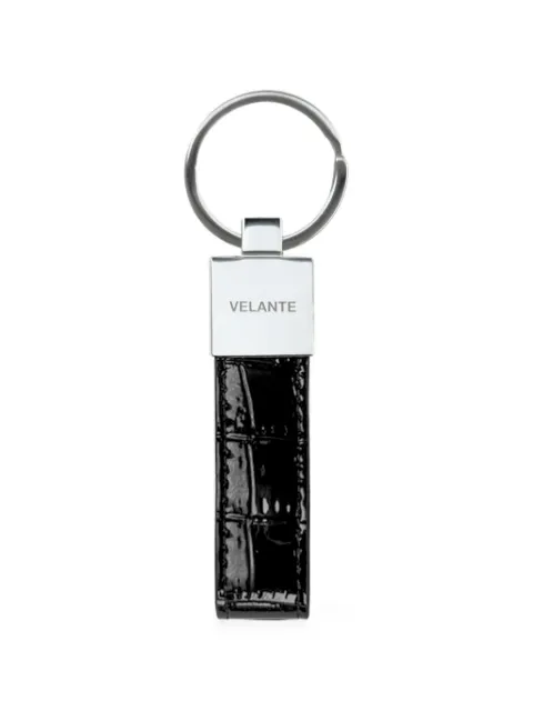 VELANTE leather keyring Silver 05PESLIQUIDBLACK