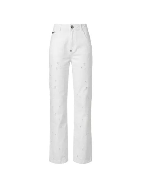 Philipp Plein straight-fit jeans mini raw-edge White UAFCWDT3014PDE004N