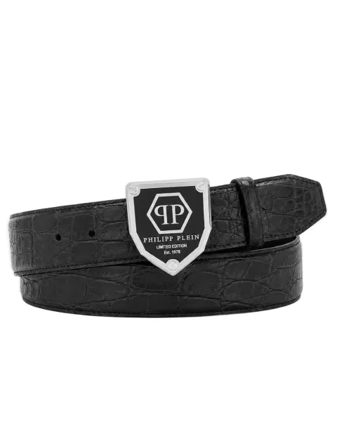Philipp Plein leather belt cocco hexagon Black UAFAMVA0991PLE010N