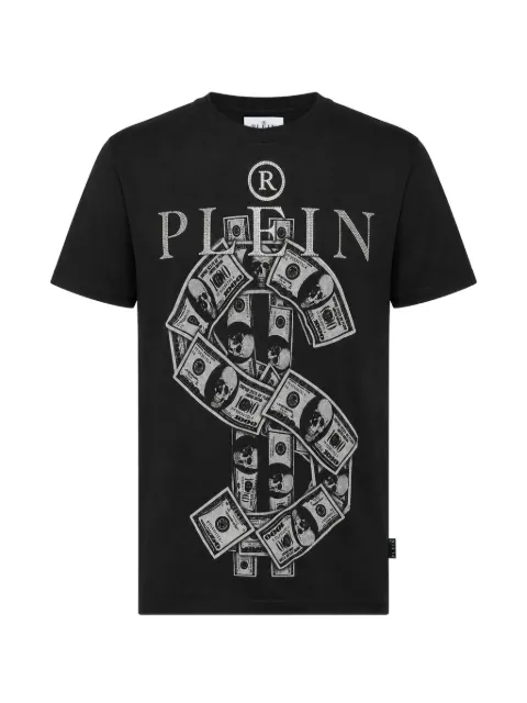 Philipp Plein jersey T-shirt Plein Dollar Black UAFCMTK9371PJY002N