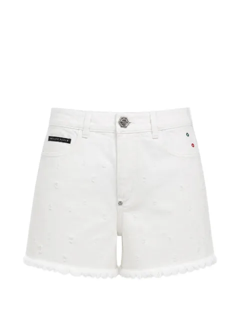 Philipp Plein hot pants mini Roedge shorts White UAFCWDT3015PDE004N