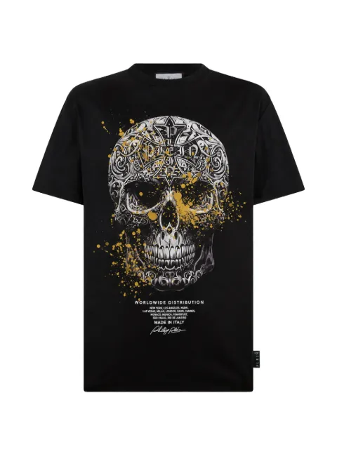 Philipp Plein jersey T-Shirt Skull Baroque Dots Black UAFCMTK9397PJY002N