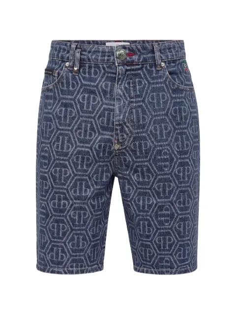 Philipp Plein denim Formentera shorts monogram basic Blue UAFCMDT4468PDE004N