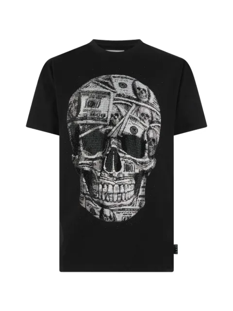 Philipp Plein jersey round-neck T-shirt SS Skull Dollar stones Black UAFCMTK9365PJY002N