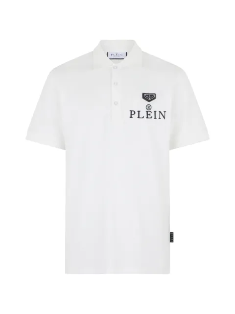 Philipp Plein logo-embroidery polo T-shirt White UAFCMTK9384PTE179N