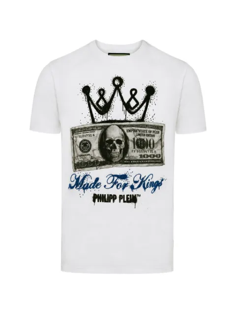 Philipp Plein jersey t-shirt crown dollar White UAFCMTK9378PJY002N