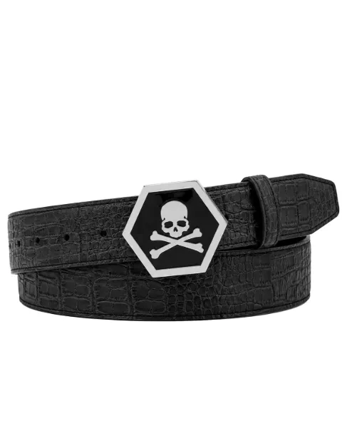 Philipp Plein leather belt skull cocco Black UAFAMVA0990PLE010N
