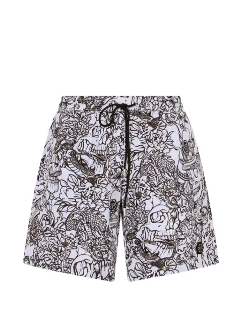 Philipp Plein swimming shorts Skull all-over White SAFCMMT0420PTE088N