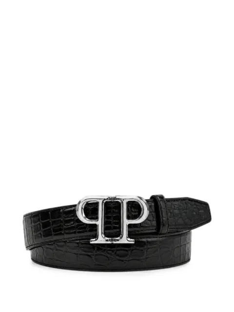 Philipp Plein leather belt PP silver cocco Black UAFAMVA1004PLE010N