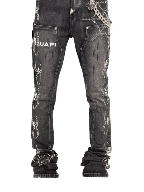 GUAPI crystal-embellished spider-motif jeans Grey GOBSDV2SS26