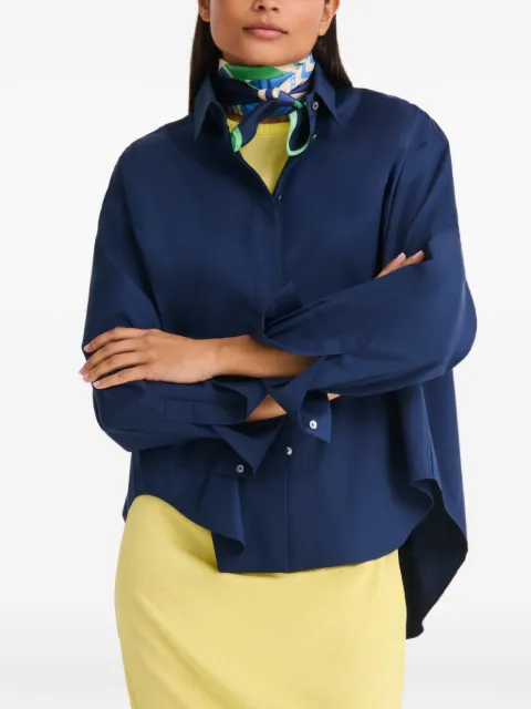 Longchamp Porte-Bonheur silk scarf 70 Blue 50681GSO569