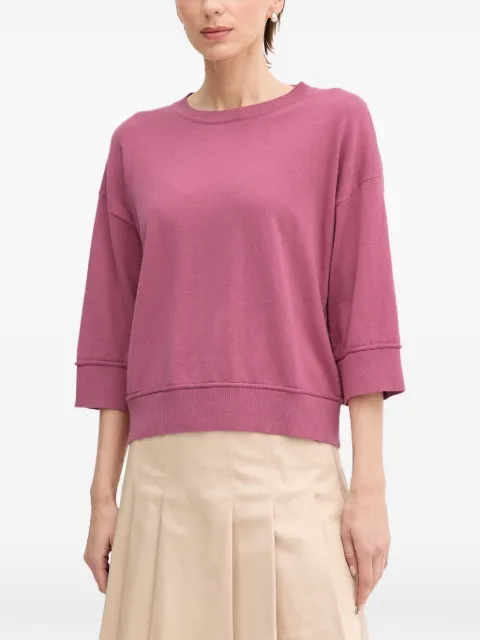 Benetton ribbed-trim three-quarter-sleeve sweater Pink 1Y6SD10FX