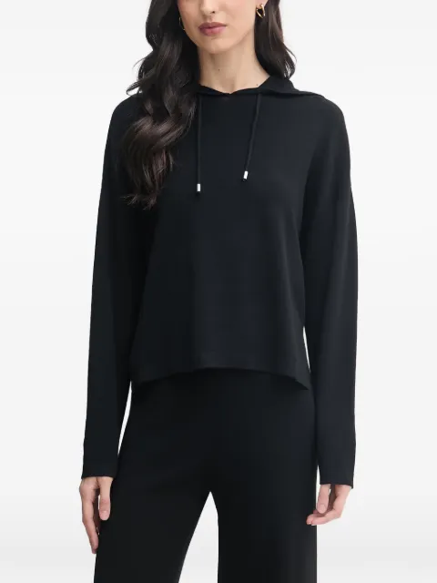 Benetton drawstring-hood side-slit hoodie Black 1LHGD204M