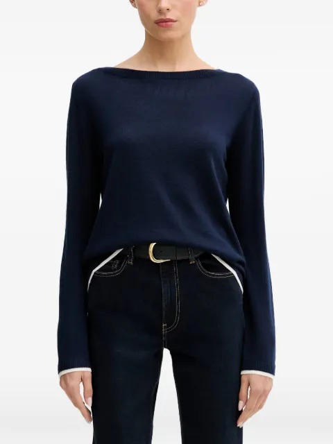 Benetton contrast-trim boat-neck sweater Blue 11AHD10G8