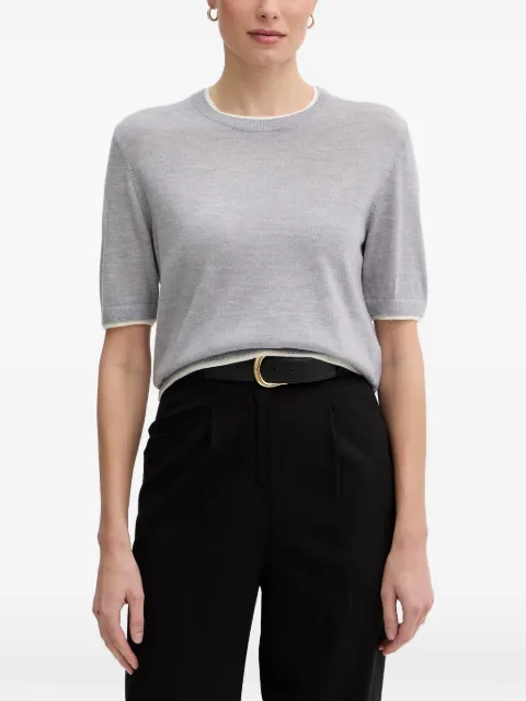 Benetton contrast-trim short-sleeve sweater Grey 11AHD10G4