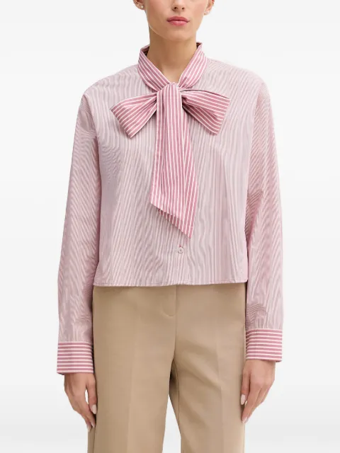 Benetton striped pussy-bow shirt Pink 5LRGDQ0DL