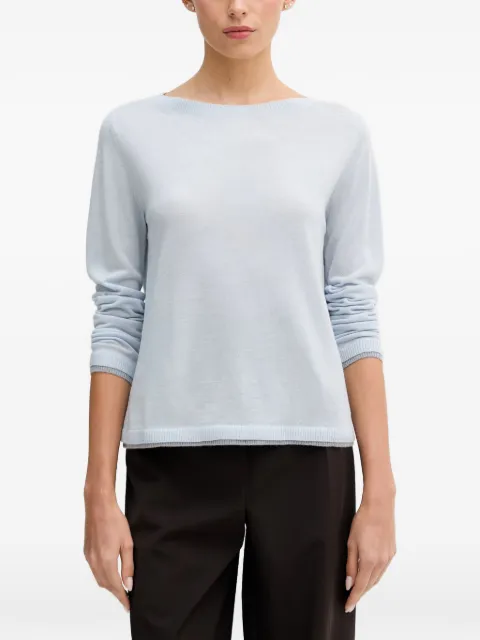 Benetton ribbed-trim boat-neck sweater Blue 11AHD10G8