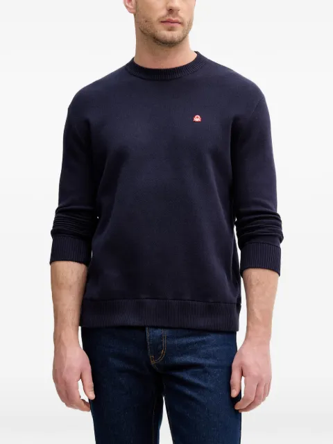 Benetton logo-patch crew-neck sweater Blue 1UAEU10B6