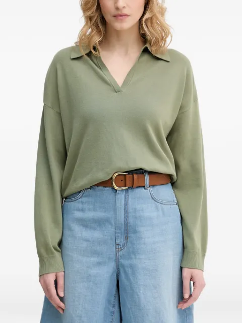 Benetton polo-collar long-sleeve sweater Green 1C19D301I