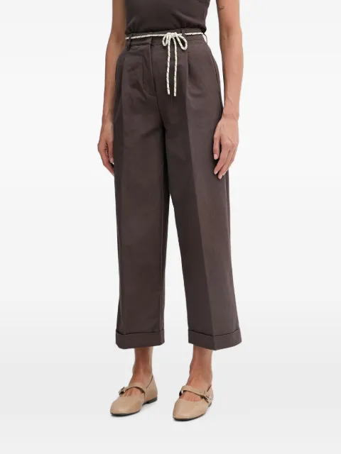 Benetton rope-belt turned-up trousers Brown 4RKGDF0BA