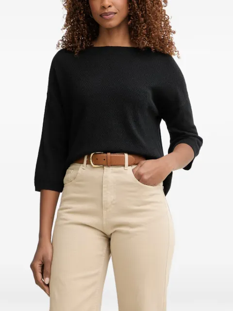 Benetton boat-neck three-quarter-sleeve sweater Black 1DC3D10GU