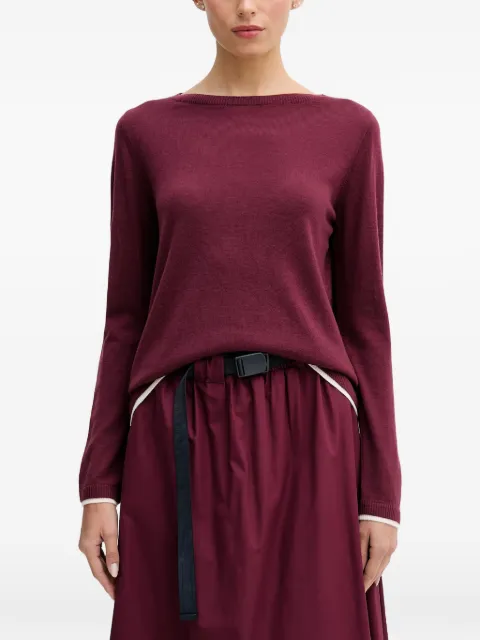 Benetton contrast-trim boat-neck sweater Red 11AHD10G8