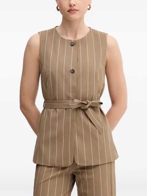 Benetton pinstripe belted top Neutrals 26Q2DJ015