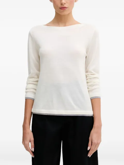 Benetton boat-neck long-sleeve sweater Neutrals 11AHD10G8