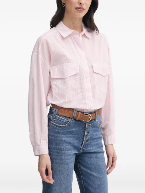 Benetton striped pocket-detail shirt Pink 5V0FDQ0DP