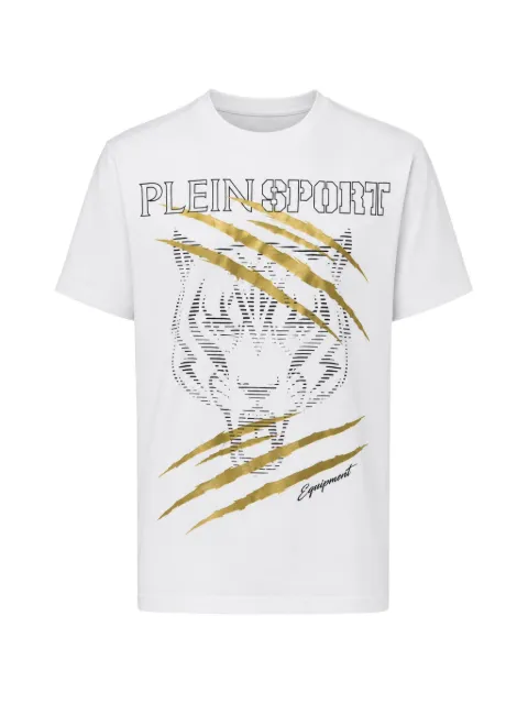 Plein Sport tiger-print logo-print t-shirt White FAFCMTK9170STE003N