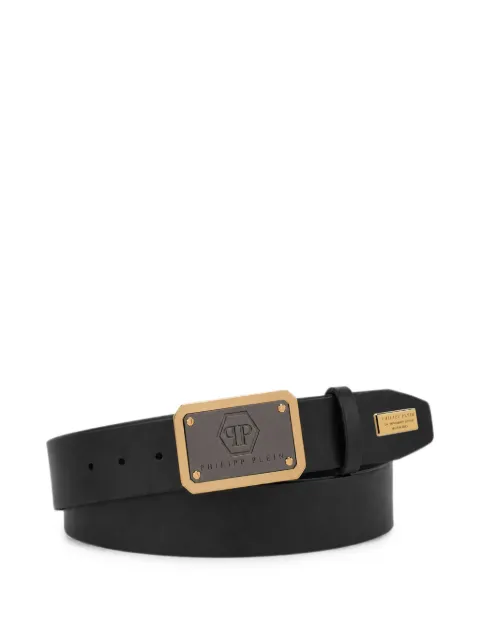 Philipp Plein leather belt hexagon logo Black UAFAMVA0993PLE010N