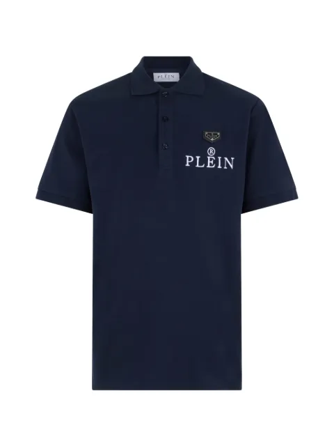 Philipp Plein logo-embroidered polo T-shirt Blue UAFCMTK9384PTE179N