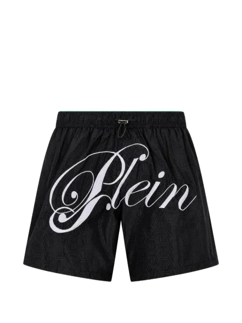 Philipp Plein swimming shorts monogram signature Black SAFCMMT0426PTE088N