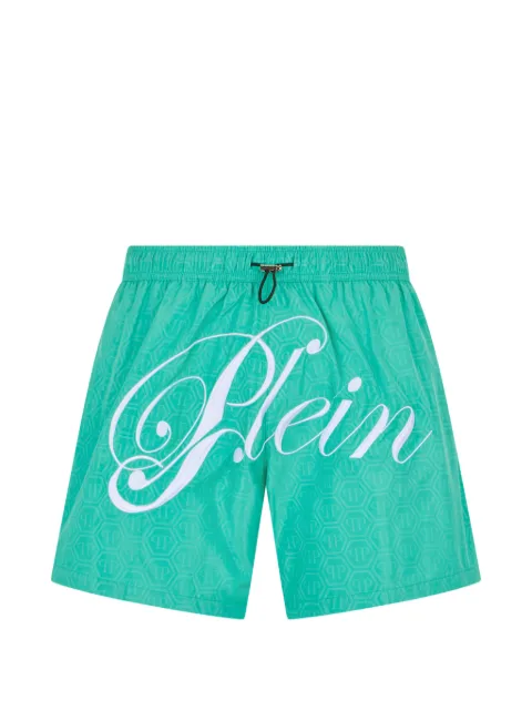 Philipp Plein swimming shorts monogram signature Green SAFCMMT0426PTE088N