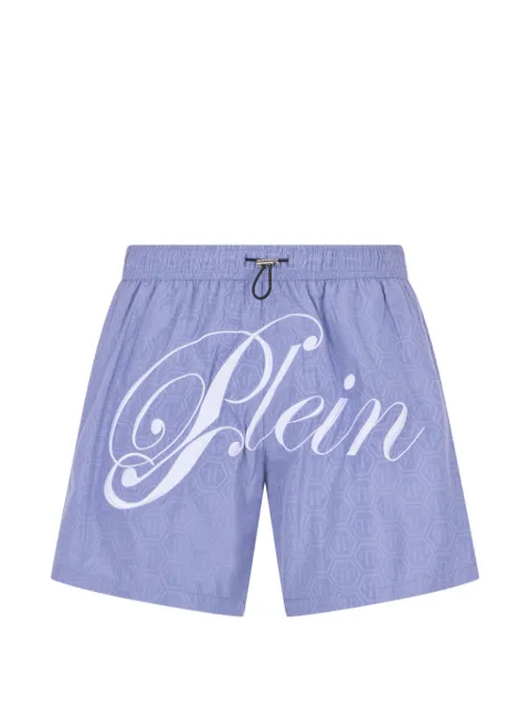 Philipp Plein swimming shorts monogram signature Blue SAFCMMT0426PTE088N