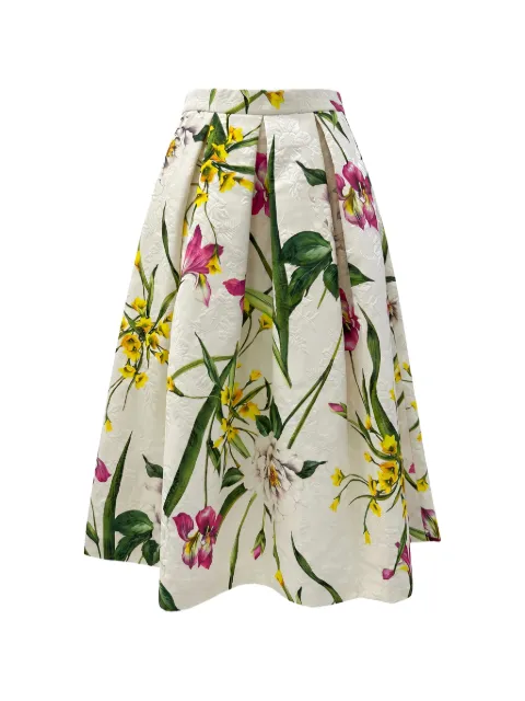 Lunatica Milano Aline T Jardin floral-print jacquard-knit midi skirt White SKIRTTJARDIN