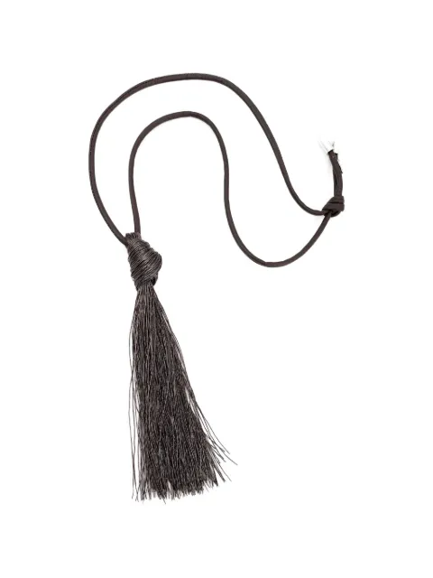 Alysi long fringed knotted necklace Brown 316656P6105