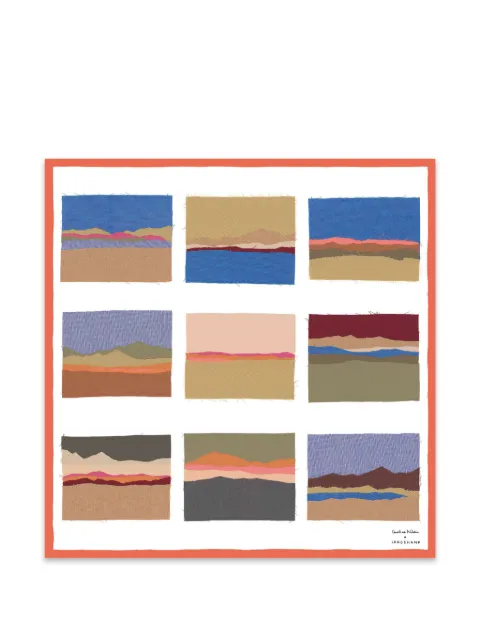 Longchamp x Caroline Hélain silk scarf 70 Neutrals 50680GSO017