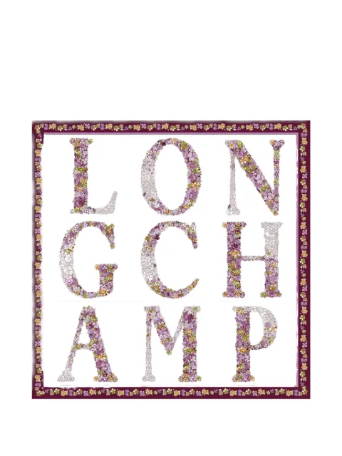 Longchamp Le Jardin fleuri silk scarf 50 White 50660GSOM68