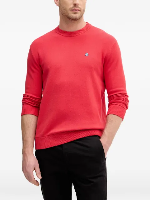 Benetton logo-embroidered ribbed-trim sweater Red 1UAEU10B6