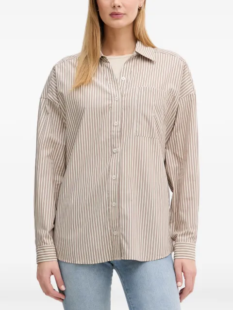 Benetton vertical-stripe chest-pocket shirt Neutrals 5LRGDQ0DK